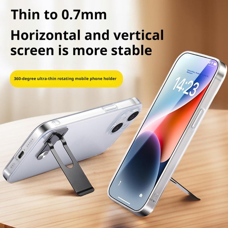 Ultra Thin Phone Kickstand, Slim Vertical and Horizontal 360° Rotating Universal Alloy Steel Metal Stable Stand, Portable Foldable Phone Stand, Pocket Friendly Phone Holder for Phone Case (White) - Image 2